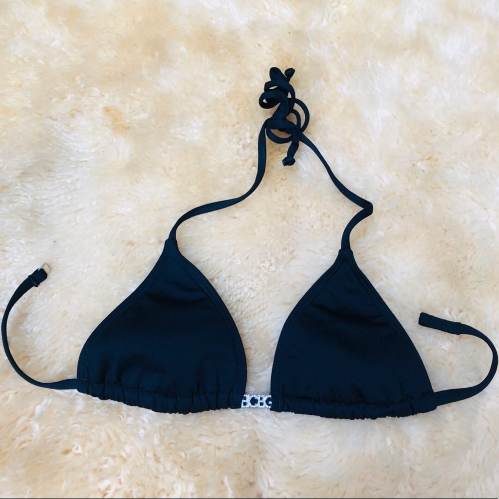 BCBG Maxazria black silver rhinestone crystal bikini top